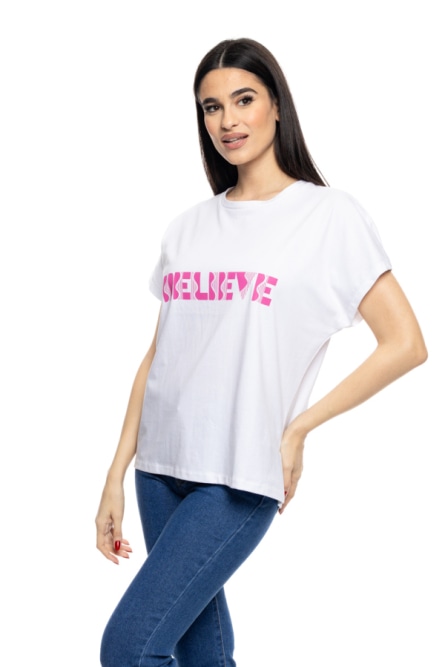B' Γυναικείο μπλουζάκι με τύπωμα ''BELIEVE''