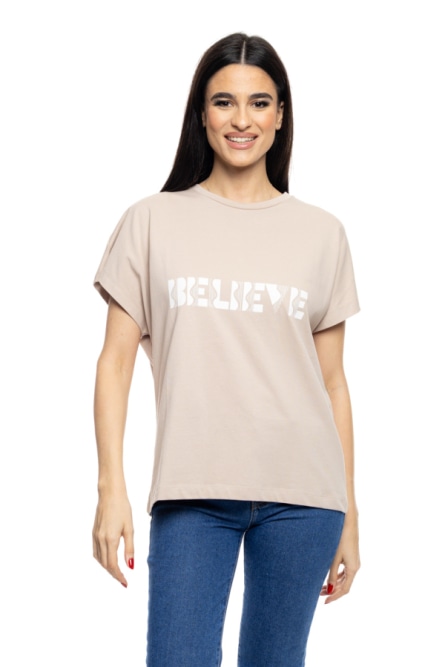B' Γυναικείο μπλουζάκι με τύπωμα ''BELIEVE''