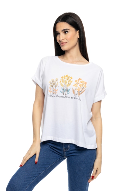 B' Γυναικείο t-shirt με τύπωμα ''FLOWERS''