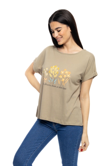 B' Γυναικείο t-shirt με τύπωμα ''FLOWERS''