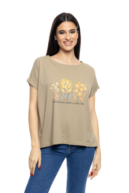 B' Γυναικείο t-shirt με τύπωμα ''FLOWERS''