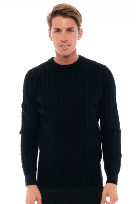 Biston fashion ανδρική πλεκτή μπλούζα με στρογγυλό λαιμό