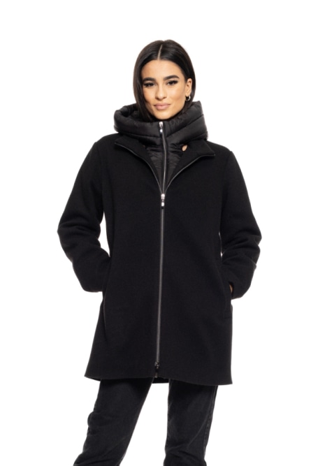 Biston fashion γυναικείο demi παλτό με αποσπώμενη κουκούλα