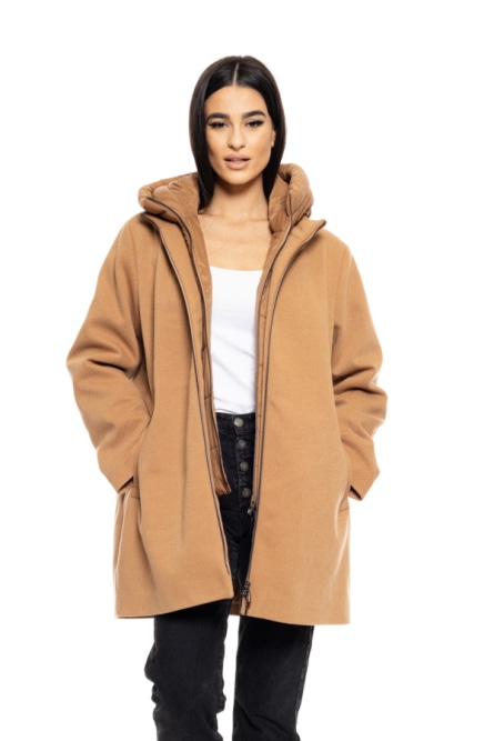 Biston fashion γυναικείο demi παλτό με αποσπώμενη κουκούλα
