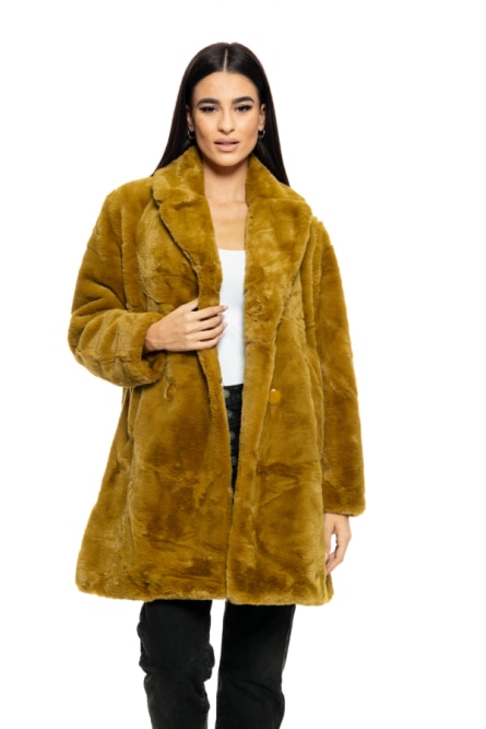 Biston fashion γυναικείο demi πανωφόρι από συνθετική γούνα