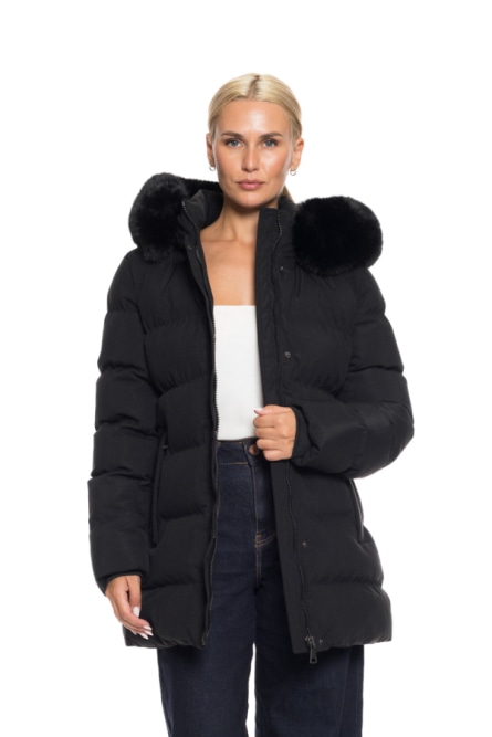 Biston fashion γυναικείο κοντό μπουφάν με αποσπώμενη κουκούλα