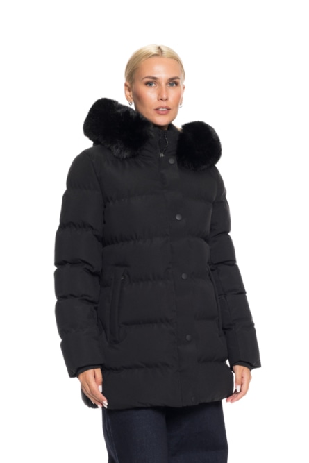 Biston fashion γυναικείο κοντό μπουφάν με αποσπώμενη κουκούλα
