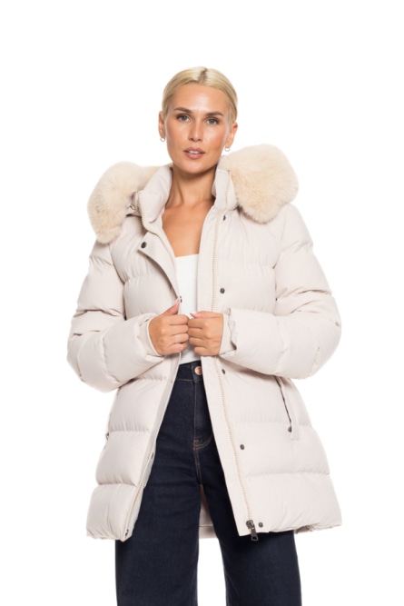 Biston fashion γυναικείο κοντό μπουφάν με αποσπώμενη κουκούλα