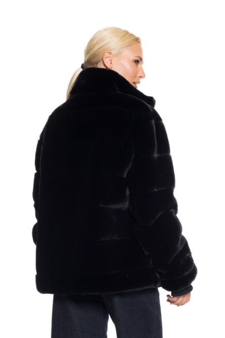 Biston fashion γυναικείο κοντό πανωφόρι από συνθετική γούνα