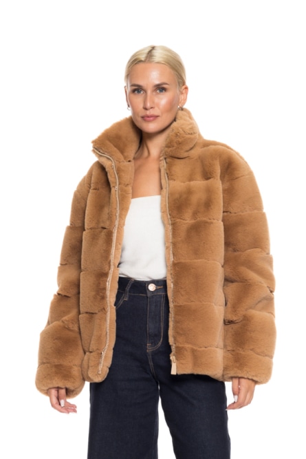 Biston fashion γυναικείο κοντό πανωφόρι από συνθετική γούνα