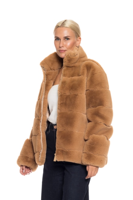 Biston fashion γυναικείο κοντό πανωφόρι από συνθετική γούνα