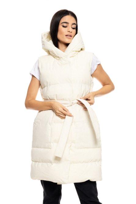 Biston fashion γυναικείο μακρύ αμάνικο μπουφάν με ενσωματωμένη κουκούλα