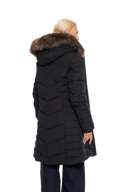 Biston Fashion γυναικείο μακρύ μπουφάν με αποσπώμενη κουκούλα