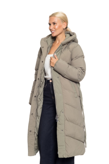 Biston fashion γυναικείο μακρύ μπουφάν με ενσωματωμένη κουκούλα