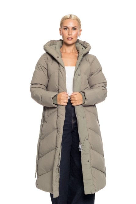 Biston fashion γυναικείο μακρύ μπουφάν με ενσωματωμένη κουκούλα