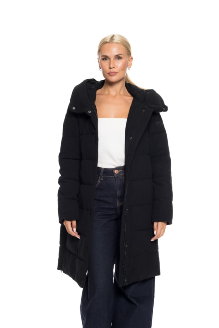 Biston fashion γυναικείο μακρύ μπουφάν με ενσωματωμένη κουκούλα