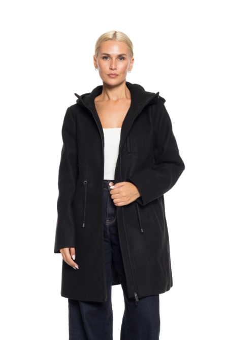 Biston fashion γυναικείο μακρύ μπουφάν με ενσωματωμένη κουκούλα