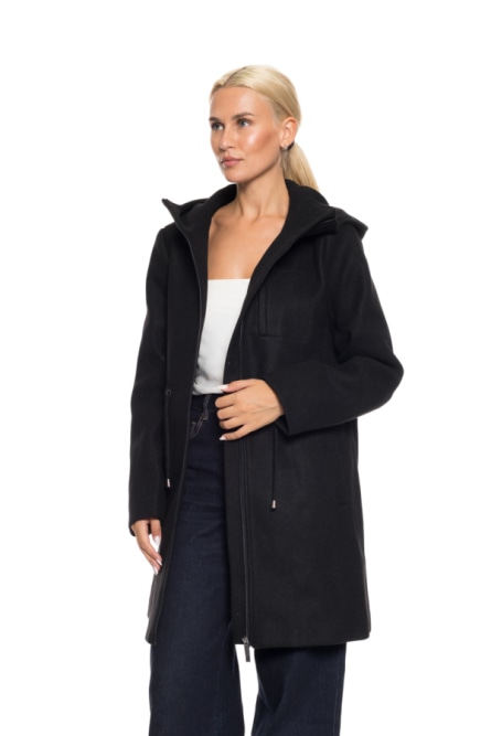 Biston fashion γυναικείο μακρύ μπουφάν με ενσωματωμένη κουκούλα