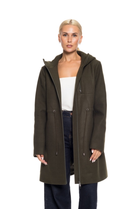 Biston fashion γυναικείο μακρύ μπουφάν με ενσωματωμένη κουκούλα