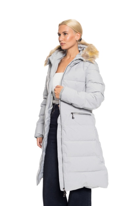 Biston fashion γυναικείο μακρύ μπουφάν με ενσωματωμένη κουκούλα
