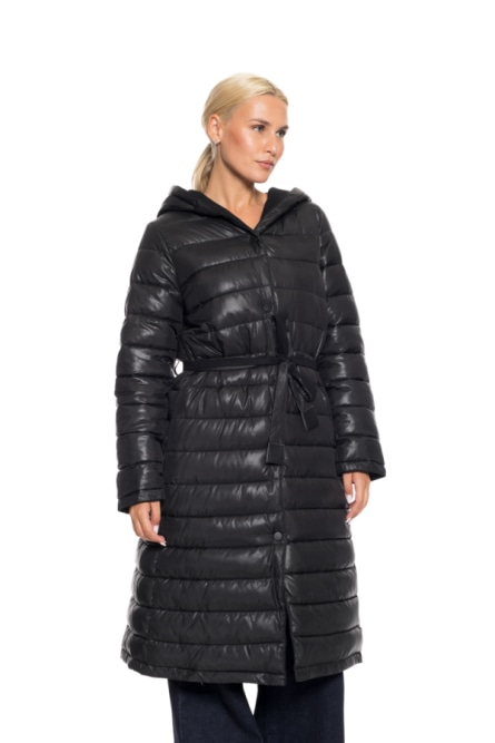 Biston fashion γυναικείο μακρύ μπουφάν με ενσωματωμένη κουκούλα