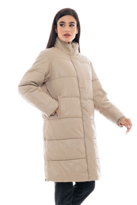 Biston fashion γυναικείο μακρύ μπουφάν με γιακά