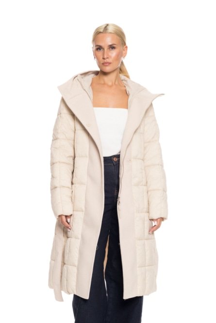 Biston fashion γυναικείο μακρύ πανωφόρι με ενσωματωμένη κουκούλα