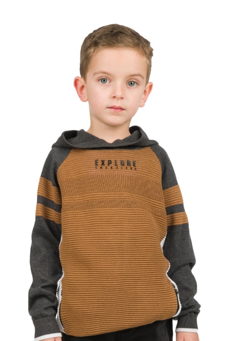 Energiers Πλεκτή, βαμβακερή, δίχρωμη μπλούζα  με κουκούλα για αγόρι