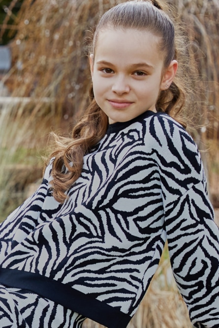 Energiers Πλεκτό πουλόβερ animal print ζεβρέ για κορίτσι