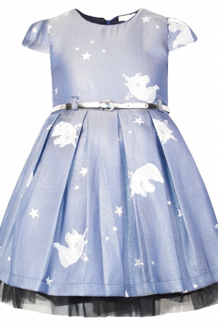 Energiers Φόρεμα τύπωμα μονόκερος με ζώνη και λεπτομέρειες τούλι