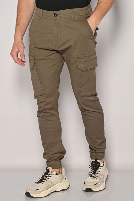 Παντελόνι Cargo Βαμβακερό Camaro Khaki Με Λάστιχο