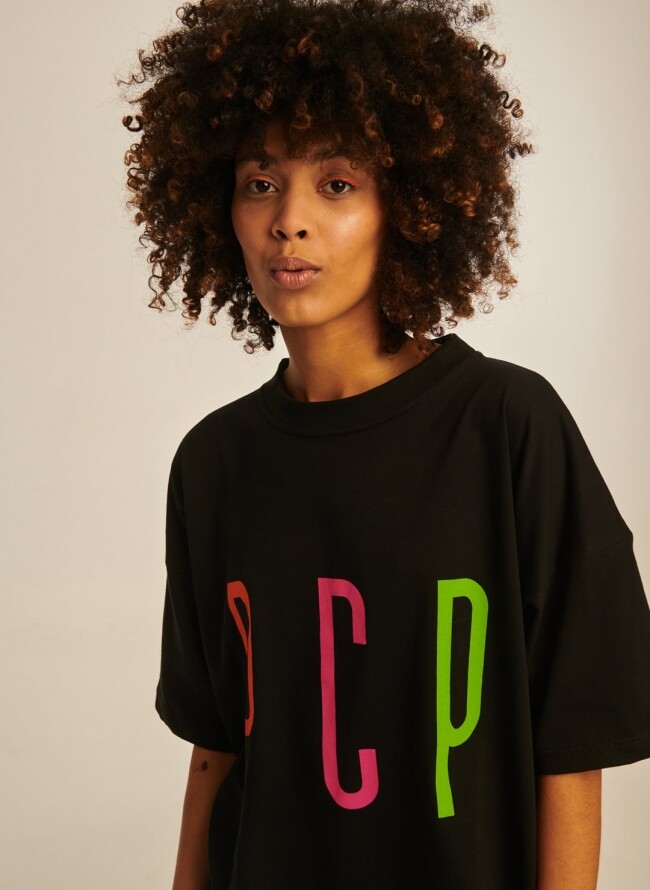 PCP Γυναικείο Μαύρο Μπλουζάκι με Χρωματιστό Λογότυπο