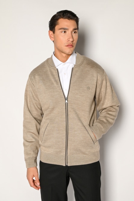 Πλεκτή Ζακέτα Ανδρική Beige Sogo Classic Fit