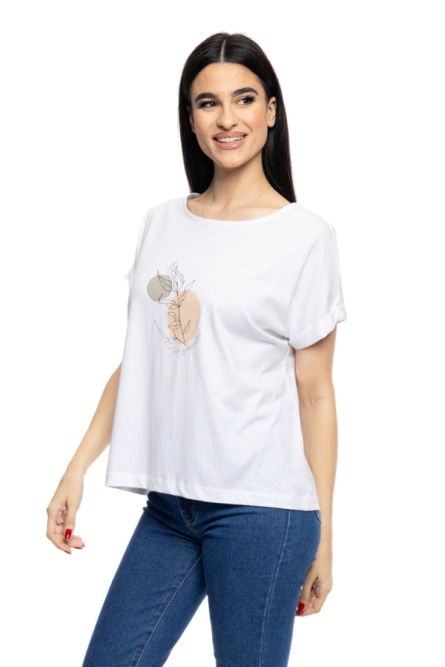 S' Γυναικείο t-shirt με τύπωμα ''CIRCLE WITH LEAF''