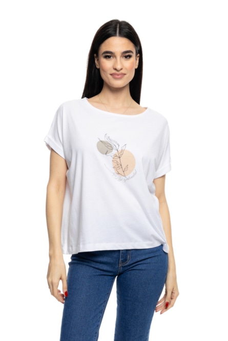 S' Γυναικείο t-shirt με τύπωμα ''CIRCLE WITH LEAF''