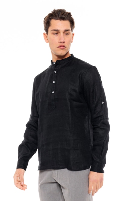 Smart fashion ανδρική λινή μπλούζα με mao γιακά.