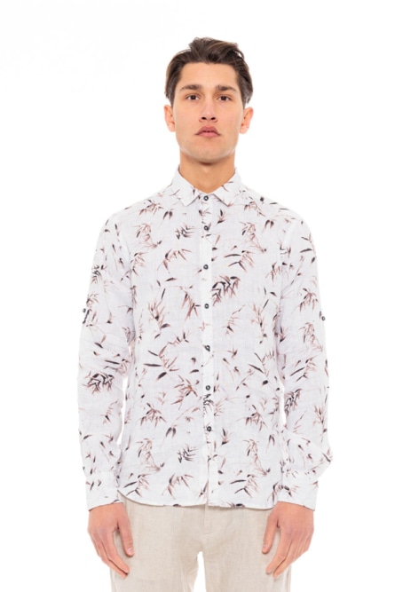 Smart fashion ανδρικό λινό πουκάμισο με allover τύπωμα