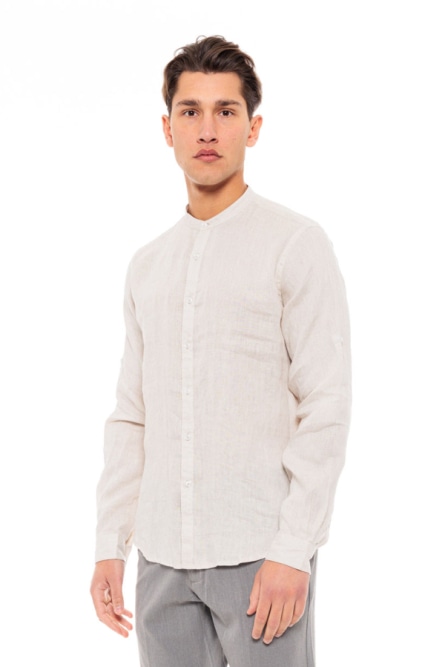 Smart fashion ανδρικό λινό πουκάμισο με mao γιακά