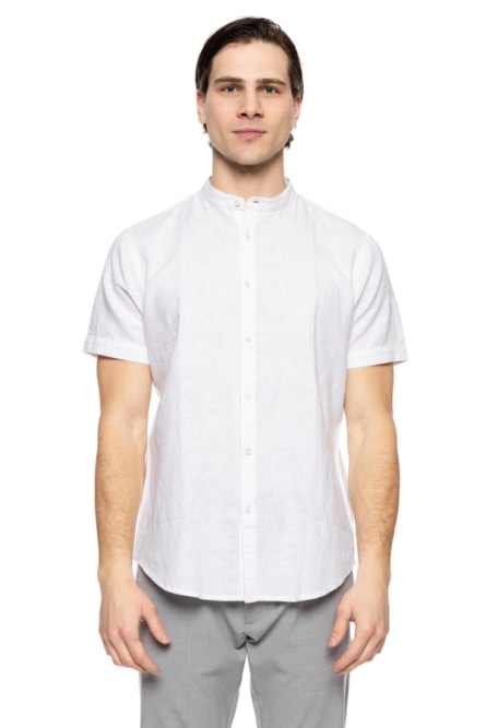 Smart fashion men's s/s linen shirt with mao collar