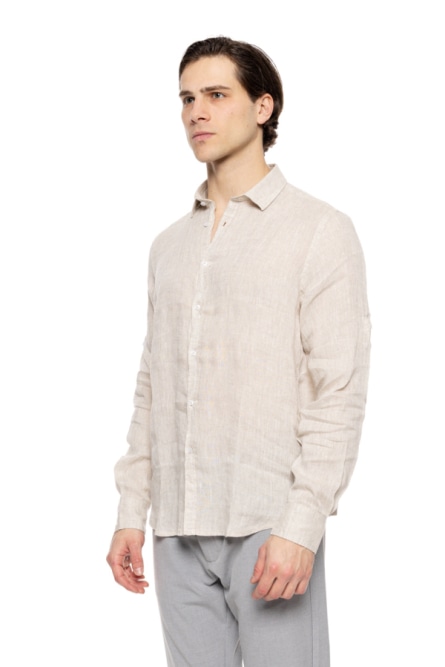 Smart fashion mens linen shirt with collar