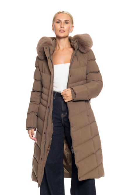 Splendid fashion γυναικείο μακρύ μπουφάν με κουκούλα