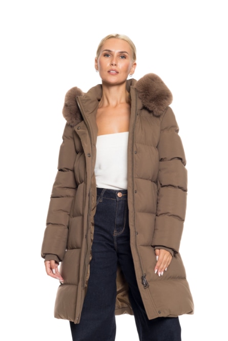 Splendid fashion γυναικείο μακρύ μπουφάν με κουκούλα