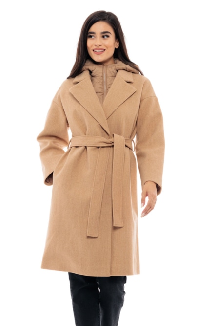 Splendid fashion γυναικείο μακρύ παλτό με κουκούλα