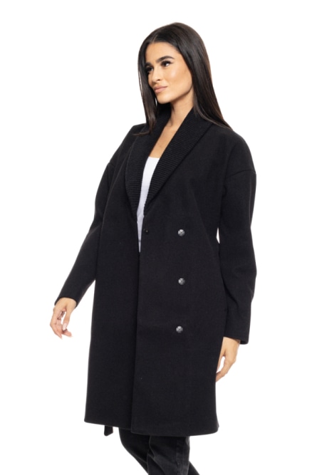 Splendid fashion γυναικείο μακρύ παλτό με πλεκτό γιακά