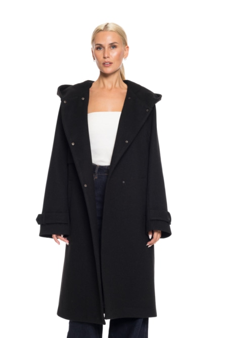 Splendid fashion γυναικείο μακρύ πανωφόρι με ενσωματωμένη κουκούλα