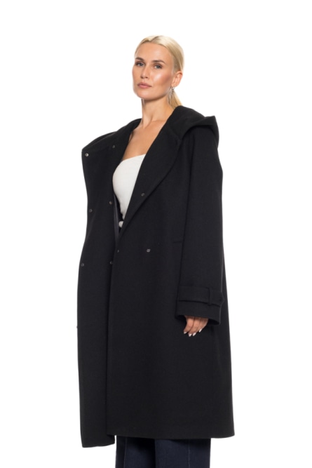 Splendid fashion γυναικείο μακρύ πανωφόρι με ενσωματωμένη κουκούλα