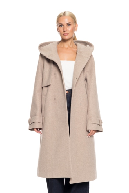 Splendid fashion γυναικείο μακρύ πανωφόρι με ενσωματωμένη κουκούλα