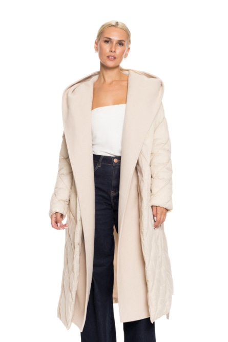 Splendid fashion γυναικείο μακρύ πανωφόρι με κουκούλα